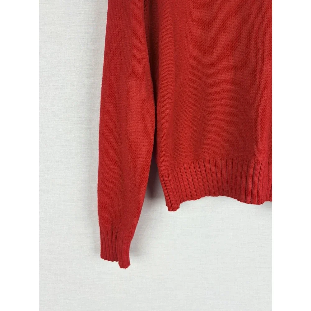 LOFT Womens Red Merry Graphic Knit Crewneck‎ Sweater Holiday Christmas Large